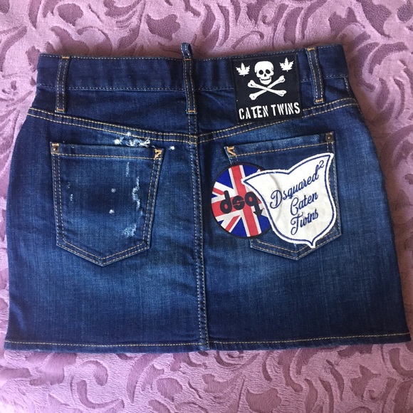 Dsquared2 Patches Denim Mini Skirt - Picture 2 of 4